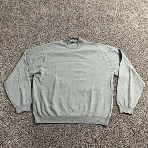 Pronto Uomo Sweater Mens XL Gray Merino Wool Mock Neck Knit Pullover Ribbed